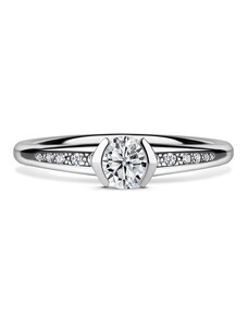 Danfil Harmonia | Zásnubní prsten se středovým kamenem 0.400ct, bílé zlato, s diamanty 46
