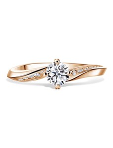 Danfil Freya Side Stones | Zásnubní prsten se středovým kamenem 0.400ct, růžové zlato, s diamanty 46