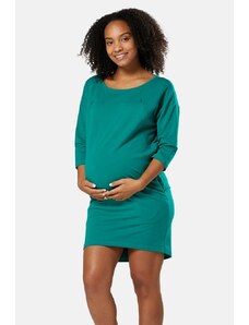 Těhotenské a kojící mikinové šaty 3v1 Happy Mama zelené bavlněné