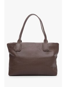 Women's Saddle Brown Shopper Bag made of Genuine Italian Leather Estro ER00114073