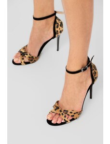 Fox Shoes Leopard Women's Black Heeled Shoes