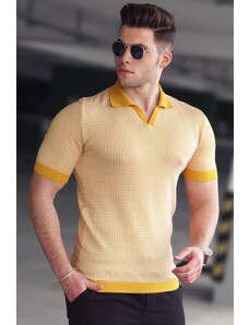 Madmext Men's Yellow Polo Neck T-Shirt 5077