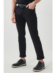 ALTINYILDIZ CLASSICS Men's Black 360-Degree Stretch Stretch in All Directions, Slim Fit Slim Fit Cotton Comfort Trousers.