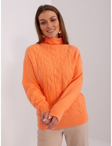 Fashionhunters Světle oranžový svetr s dlouhým rukávem