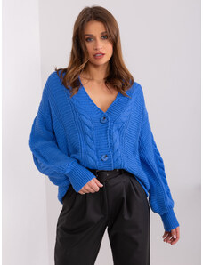 Fashionhunters Tmavě modrý dámský svetr na knoflíky RUE PARIS
