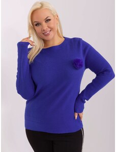 Fashionhunters Kobaltově modrý ležérní svetr plus velikosti se střapcem
