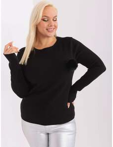 Fashionhunters Černý pletený svetr z viskózy plus velikosti