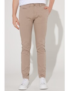 AC&Co / Altınyıldız Classics Men's Beige Slim Fit Slim Fit Trousers with Side Pockets, Cotton Diagonal Pattern Flexible Trousers.