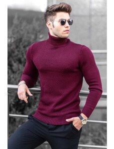 Madmext Burgundy Turtleneck Sweater 4659