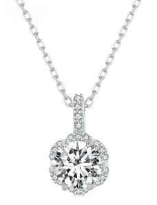 GRACE Silver Jewellery Stříbrný náhrdelník Viviane 1 ct MOISSANITE + CERTIFIKÁT