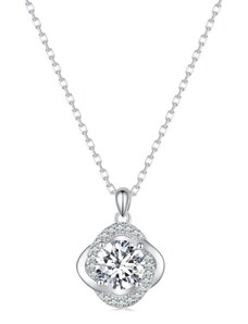 GRACE Silver Jewellery Stříbrný náhrdelník Paula 1 ct MOISSANITE + CERTIFIKÁT