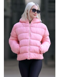 Madmext Women's Pink Hooded Puffer Coat