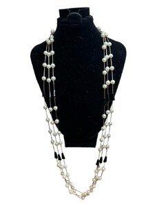 BAZAR-Metal Náhrdelník - Zlaté řetízky s perlami