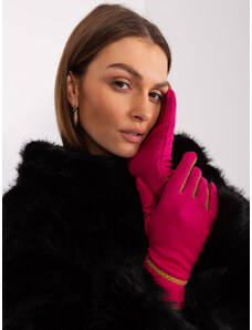 Fashionhunters Fuchsiové dotykové rukavice s ozdobným páskem