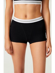 LOS OJOS x Melody Black Cotton Ribbed Boxer Panties