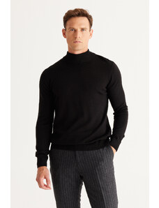 ALTINYILDIZ CLASSICS Men's Black Anti-Pilling Anti-pilling Standard Fit Half Turtleneck Knitwear Sweater