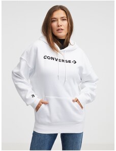 Bílá dámská mikina s kapucí Converse Embroidered Wordmark - Dámské
