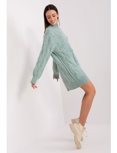 Wool Fashion Italia Tyrkysové dámský dlouhý svetr