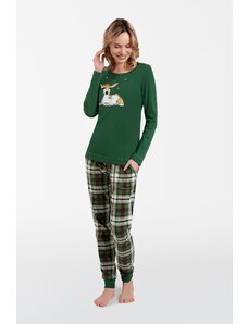 Italian Fashion Dámské pyžamo Zonda dlouhé rukávy, dlouhé nohavice - zelená/potisk