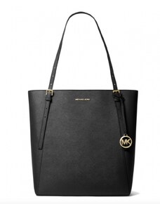 Kožená kabelka Michael Kors large shopper gold black černá