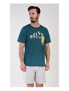 Gazzaz Pánské pyžamo šortky Filip, barva tmavě zelená, 70% bavlna 30% polyester