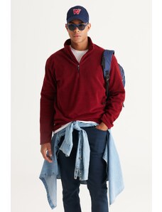 AC&Co / Altınyıldız Classics Men's Burgundy Anti-pilling Anti-Pilling Heat-Proof Standard Fit High Neck Fleece Sweatshirt