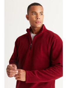 AC&Co / Altınyıldız Classics Men's Burgundy Anti-pilling Anti-Pilling Heat-Proof Standard Fit High Neck Fleece Sweatshirt