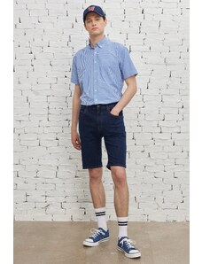 AC&Co / Altınyıldız Classics Men's Dark Navy Blue Slim Fit Slim Fit Cotton Flexible Denim Shorts.