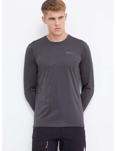 Sportovní tričko s dlouhým rukávem Jack Wolfskin Sky Thermal šedá barva, melanžový