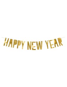 PARTYDECO Girlanda - Happy New Year - ZLATÝ - 2m