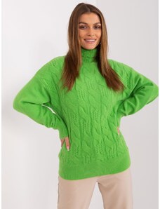 Fashionhunters Světle zelený pletený svetr s dlouhým rukávem