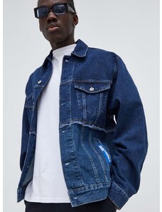 Džínová bunda Karl Lagerfeld Jeans pánská, tmavomodrá barva, přechodná, oversize