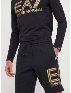 Bavlněné šortky EA7 Emporio Armani černá barva