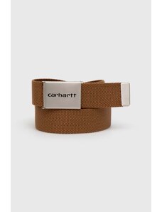 Pásek Carhartt WIP Clip Belt Chrome hnědá barva, I019176.HZXX