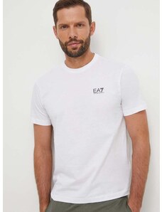 Bavlněné tričko EA7 Emporio Armani bílá barva