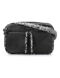 Dámská kabelka s lemem z ekologické kůže s texturou ještěrky Wittchen, černo šedá, ekologická kůže