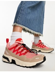 Salomon ACS+ OG trainers in natural shortbread and poppy red-White