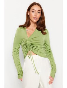 Dilvin 10364 V Side Sweater with Pleats in the Front