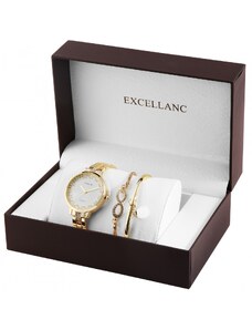 Dárková sada Excellanc pro dámy s 2 náramky a hodinkami ve zlaté barvě