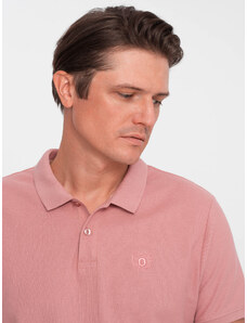 Ombre Clothing Pánská polokošile z piké úpletu - růžová V7 S1374