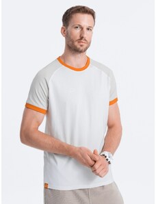 Ombre Clothing Pánské bavlněné tričko Reglan - šedobílé V2 S1623