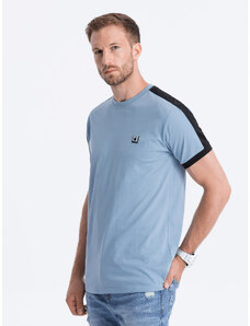 Ombre Clothing Pánské bavlněné tričko s kontrastními vsadkami - modré V3 S1632
