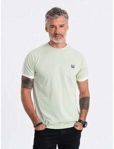 Ombre Clothing Pánské bavlněné tričko s kontrastními vsadkami - světle mátové V9 S1632