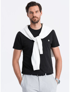Ombre Clothing Pánské pletené tričko s kapsičkou - černé V5 S1621