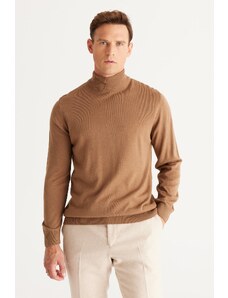 ALTINYILDIZ CLASSICS Men's Mink Anti-Pilling Standard Fit Normal Cut Half Turtleneck Knitwear Sweater.