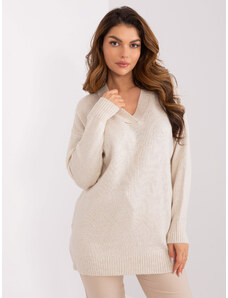 Fashionhunters Světle béžový dámský pletený svetr