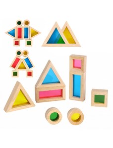 Tooky Toy Dřevěné barevné zrcadlové bloky Tooky