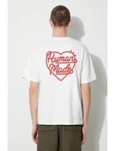 Bavlněné tričko Human Made Heart Badge bílá barva, s potiskem, HM26CS002