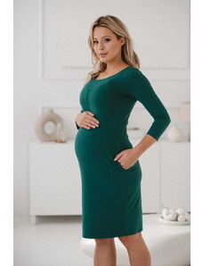 Těhotenské a kojící šaty 3v1 Sienna láhvově zelené bavlněné
