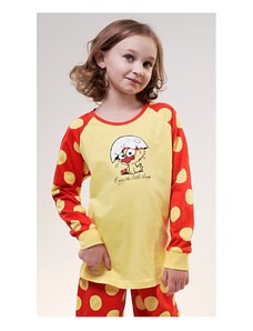 Vienetta Kids Dětské pyžamo dlouhé Kuře, barva žlutá, 100% bavlna